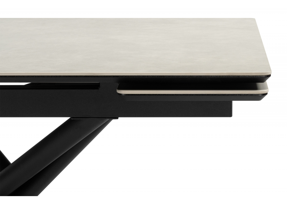 фото керамический стол раскладной woodville мэриан 120(180)х80 carmen light grey / черный 625719 | 220svet.ru