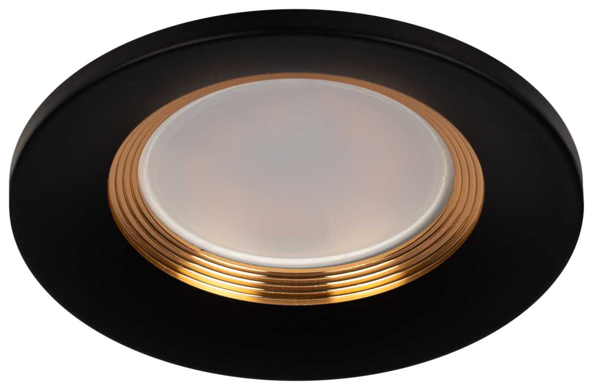 фото светильник встраиваемый алюминиевый эра kl107 bk/gd под лампу mr16 gu5.3 черный/золото б0061097 | 220svet.ru