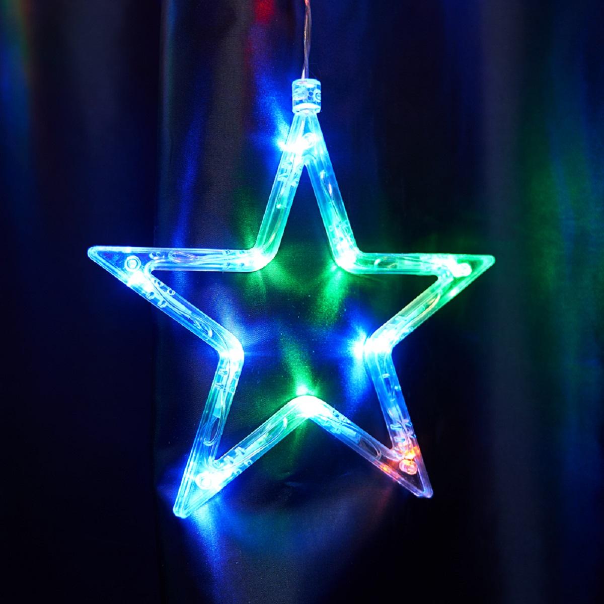 фото светодиодная гирлянда feron бахрома звезды 230v разноцветная 8 режимов cl29 48615 | 220svet.ru