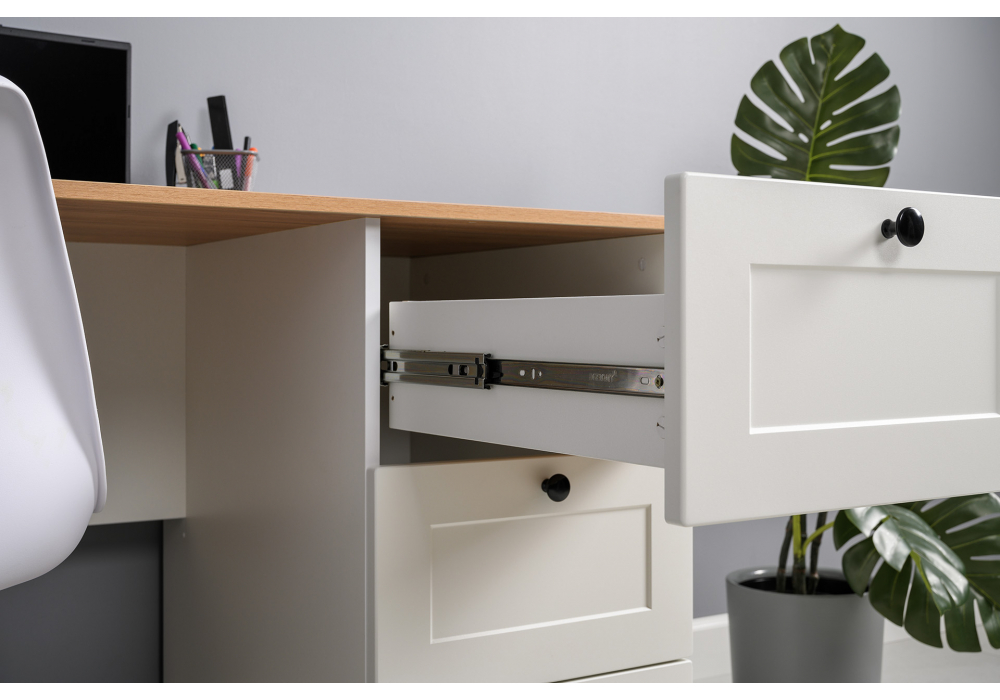 фото письменный стол woodville опра белый шагрень / дуб золотой craft 676810 | 220svet.ru