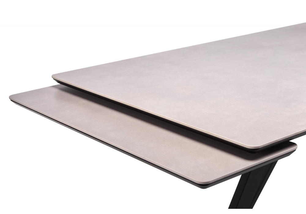 фото керамический стол раскладной 140(200)х80 woodville вилли серый / черный 625828 | 220svet.ru