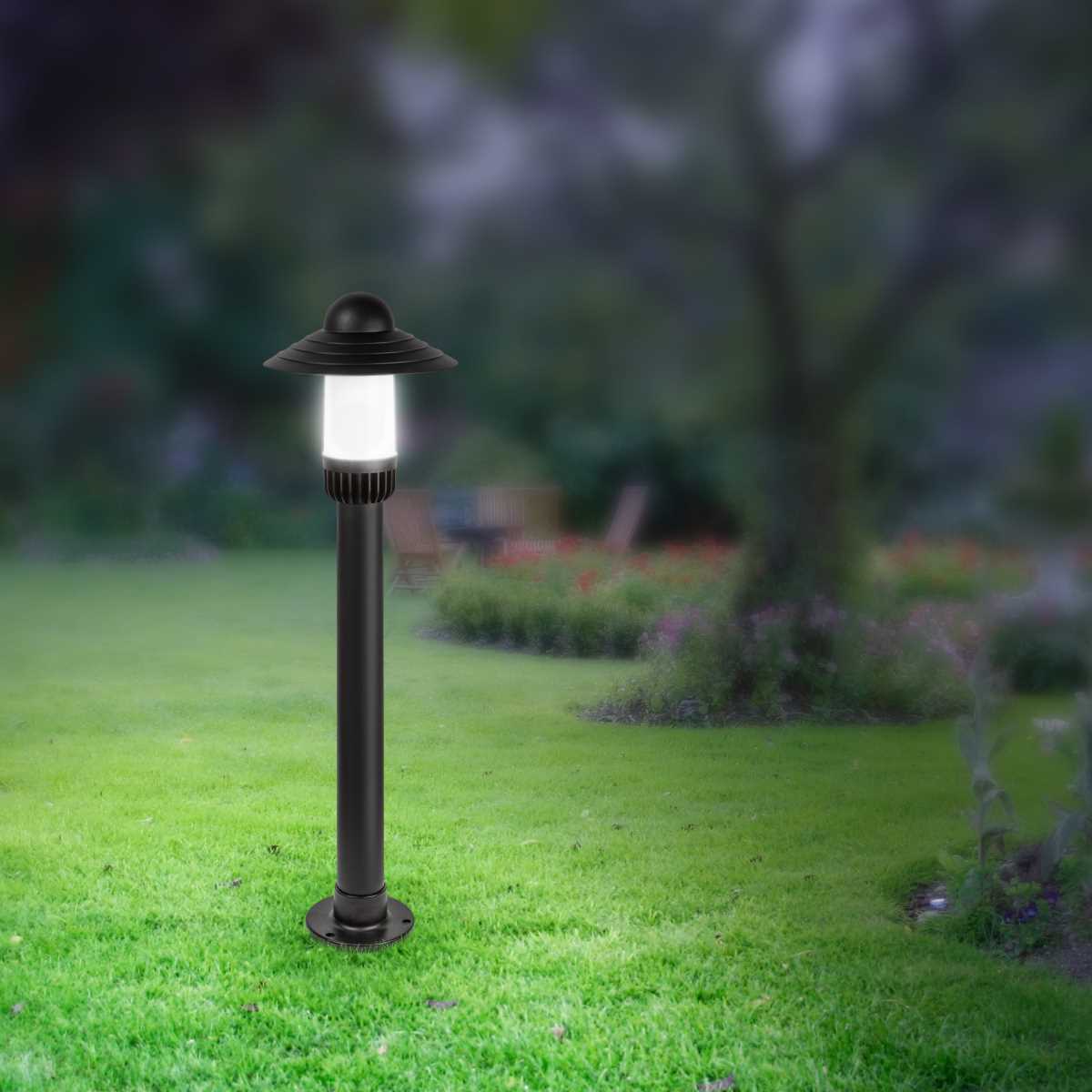 фото садово-парковый светильник эра «поллар» нту 01-60-009 напольный черный ip54 е27 max60вт h860мм б0057493 | 220svet.ru