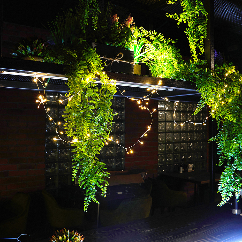 фото гирлянда кластер (на проволоке) feron cl584 линейная 400 led 12м 2700к, c питанием от сети 230v, прозрачный шнур 51447 | 220svet.ru