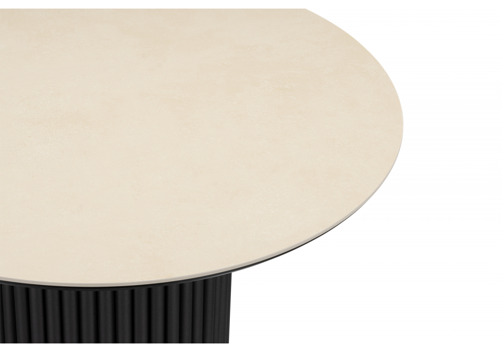 фото керамический стол woodville барел 89 okara light yellow / черный 664918 | 220svet.ru