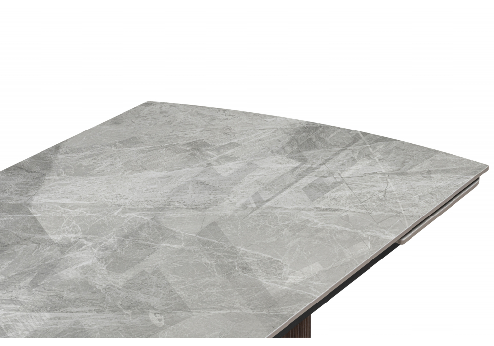 фото керамический стол раскладной woodville lagos 160(240)x90 серый / орех 15860 | 220svet.ru