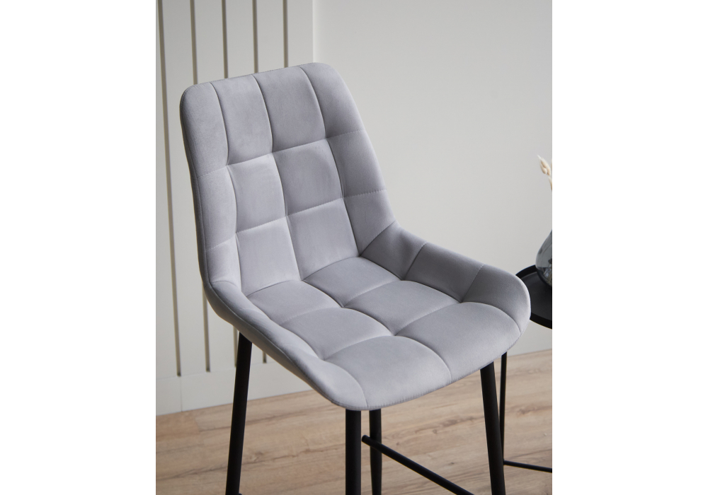 фото барный стул вращающийся woodville челси 360 светло-серый (zd 960) / черный 632545 | 220svet.ru