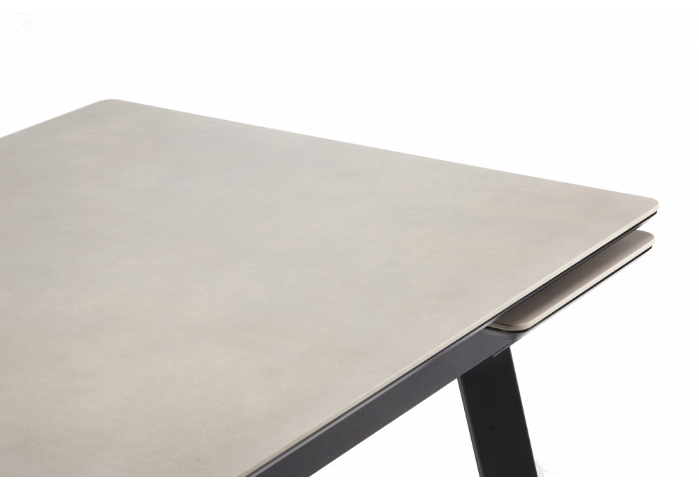 фото керамический стол раскладной 140(200)х80 woodville норман carmen light grey / черный 625826 | 220svet.ru