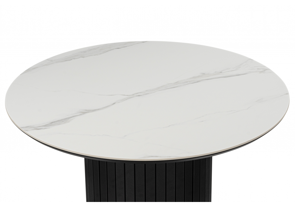 фото керамический стол woodville гравент 90 белый мрамор snow white / черный 625917 | 220svet.ru
