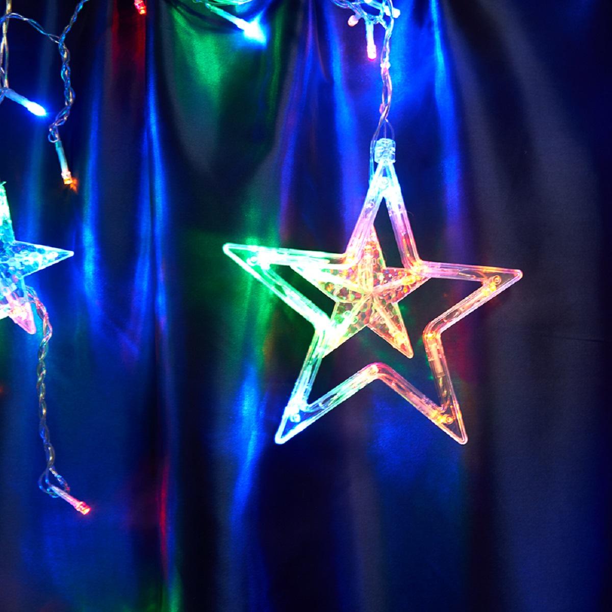 фото светодиодная гирлянда feron бахрома звезды 230v разноцветная 8 режимов cl29 48615 | 220svet.ru