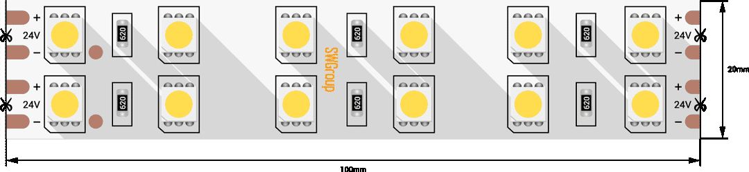 фото лента swg 28,8w/m 120led/m 5050smd теплый белый 5m swg5120-24-28.8-ww-м 009704 | 220svet.ru