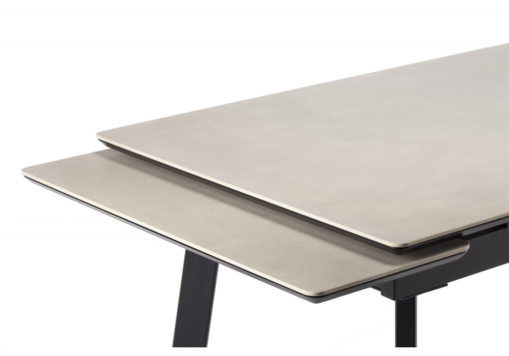 фото керамический стол раскладной 120(180)х80 woodville норман carmen light grey / черный 622887 | 220svet.ru