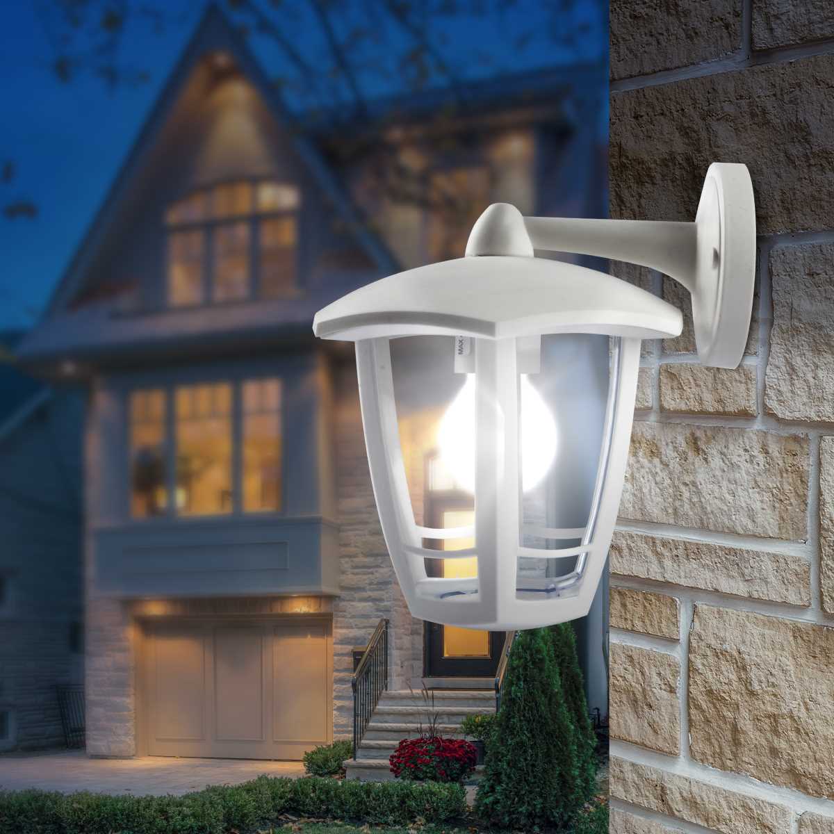 фото садово-парковый светильник эра «дели 3» нбу 07-40-004 белый 6-гранный настенный ip44 е27 max60вт б0051198 | 220svet.ru