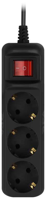 фото удлинитель электрический эра ux-3es-3m-b с заземлением с выключателем 3 розетки 3 м пвс 3x0,75мм2 10а черный б0057728 | 220svet.ru