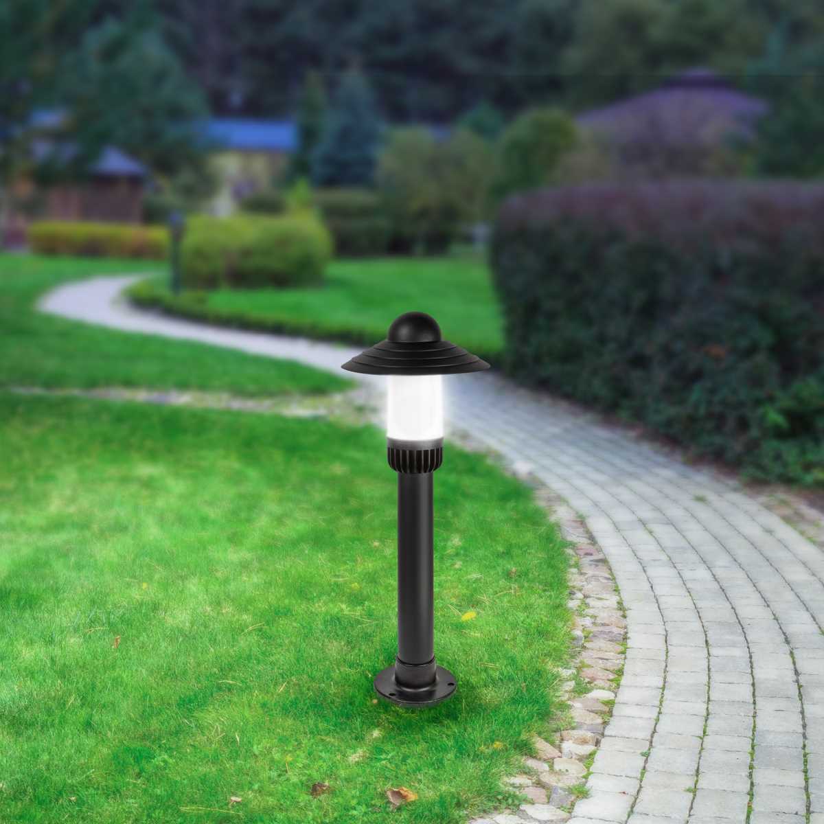 фото садово-парковый светильник эра «поллар» нту 01-60-008 напольный черный ip54 е27 max60вт h660мм б0057494 | 220svet.ru