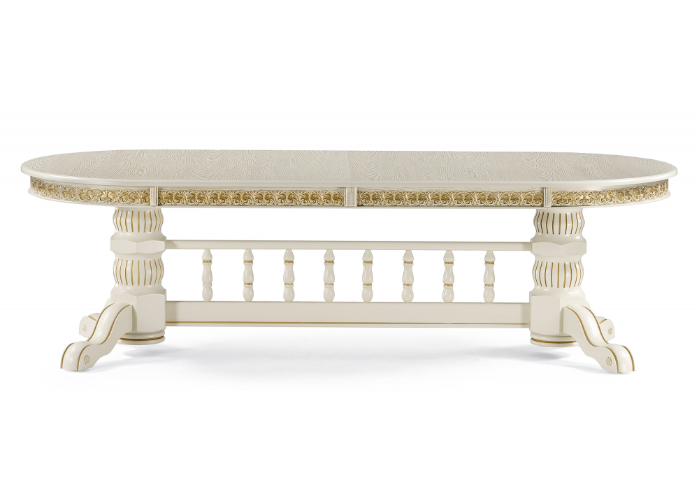 фото стол деревянный раскладной woodville кассиль крем / золотая патина 615219 | 220svet.ru