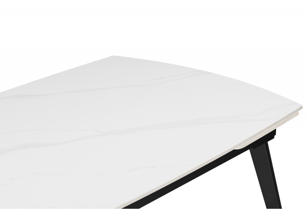 фото керамический стол раздвижной woodville aveiro 120(180)x80 белый мрамор / черный 15861 | 220svet.ru