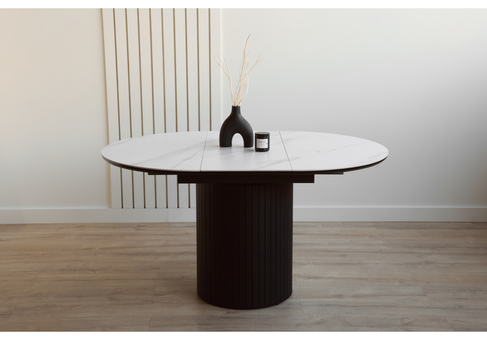 фото керамический стол раскладной woodville лорен 100(140) snow white / черный 664691 | 220svet.ru