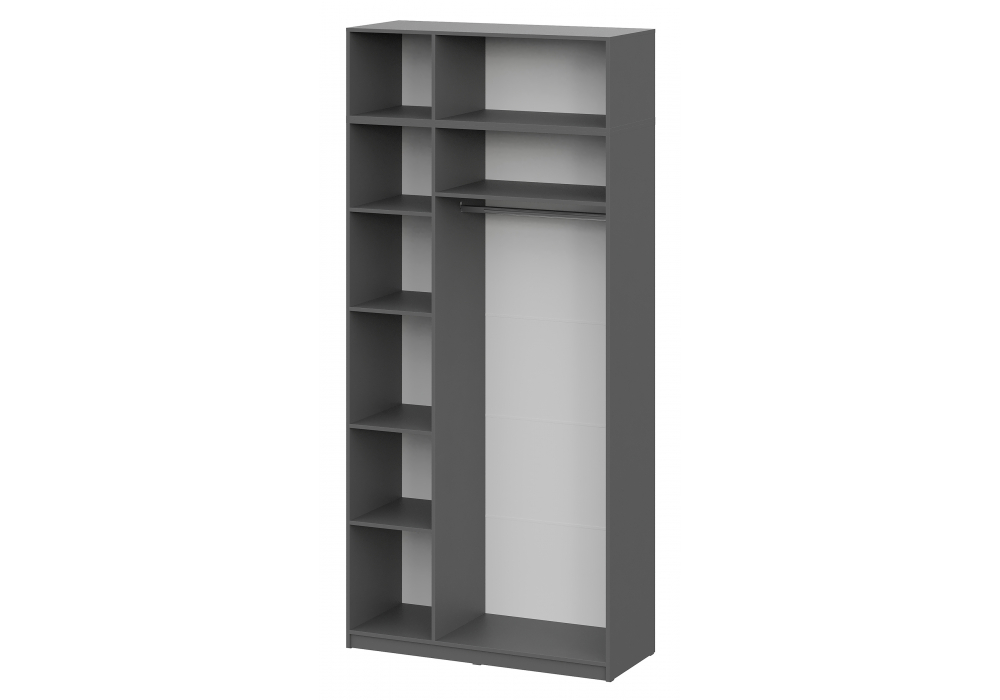 фото шкаф текстурный комплектация 2 woodville даиго с антресолью графит серый 676150 | 220svet.ru