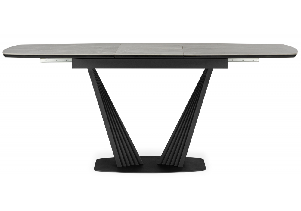 фото керамический стол раскладной 160(205)х89 woodville вейл larka grey / черный 626062 | 220svet.ru