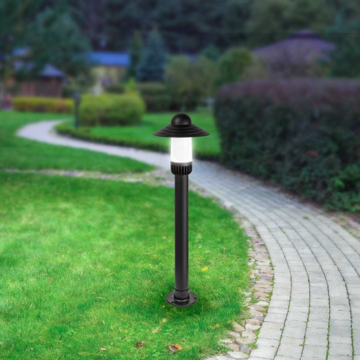 фото садово-парковый светильник эра «поллар» нту 01-60-009 напольный черный ip54 е27 max60вт h860мм б0057493 | 220svet.ru