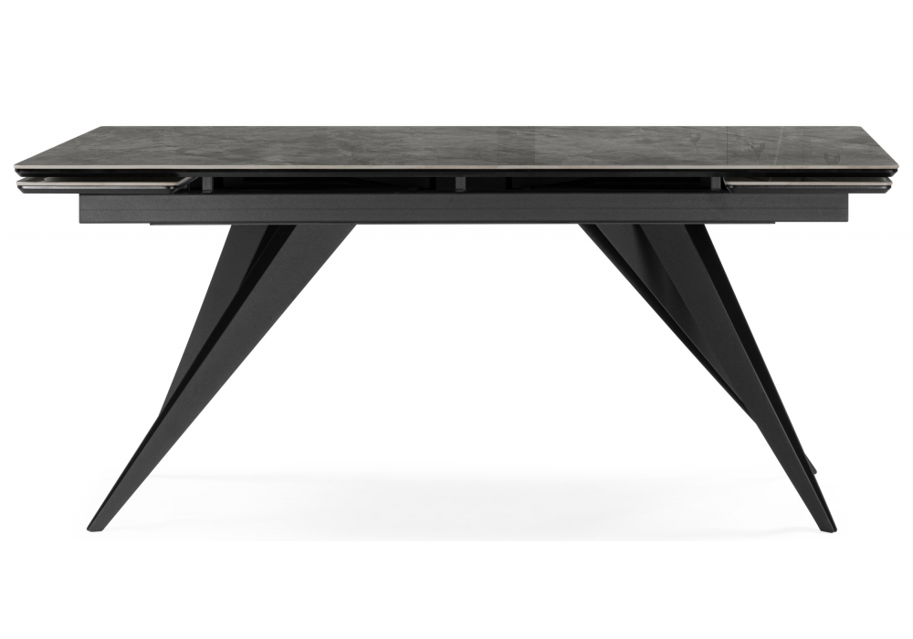 фото керамический стол раскладной 160(220)х89 woodville дарвин серый мрамор baolai / черный 625985 | 220svet.ru