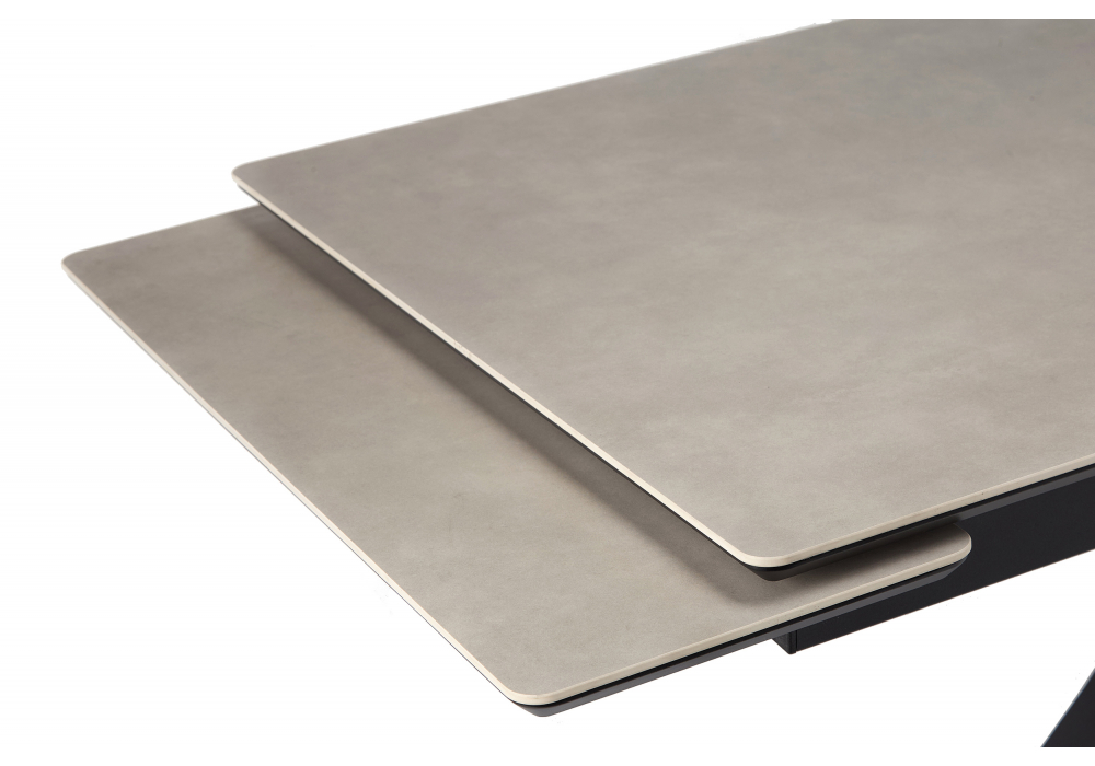 фото керамический стол раскладной woodville старлайт 120(180)х80 carmen light grey / черный 622890 | 220svet.ru