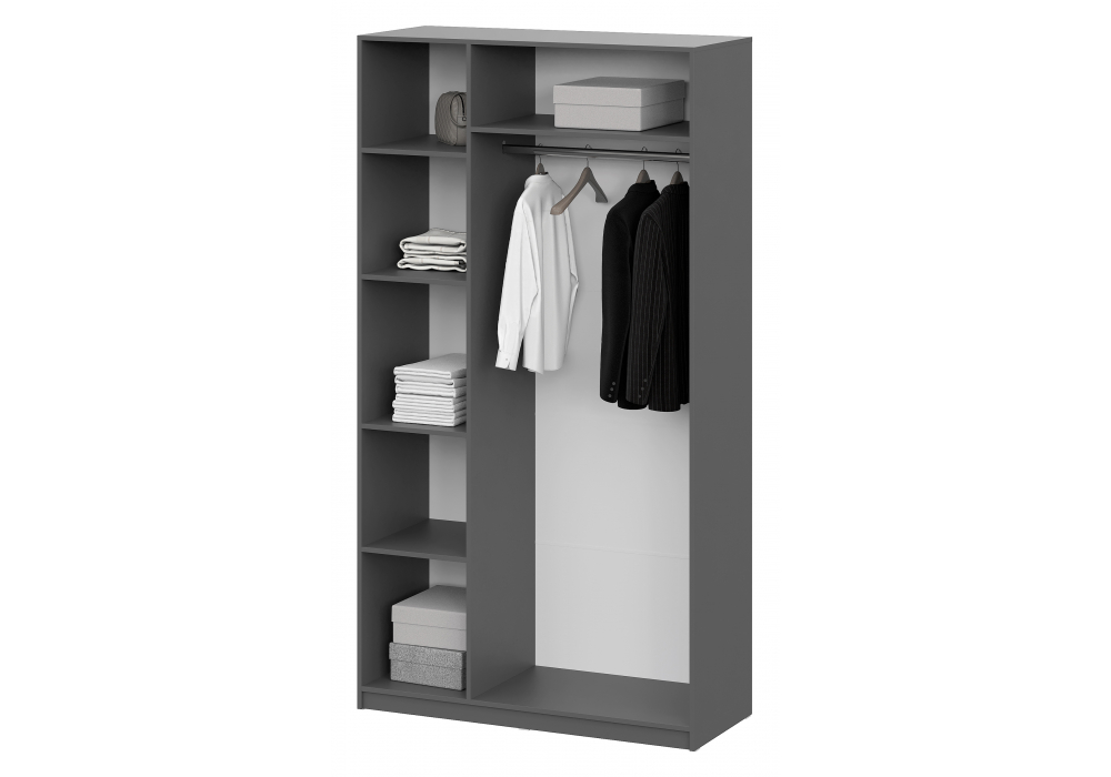 фото шкаф текстурный комплектация 2 woodville даиго с антресолью графит серый 676150 | 220svet.ru