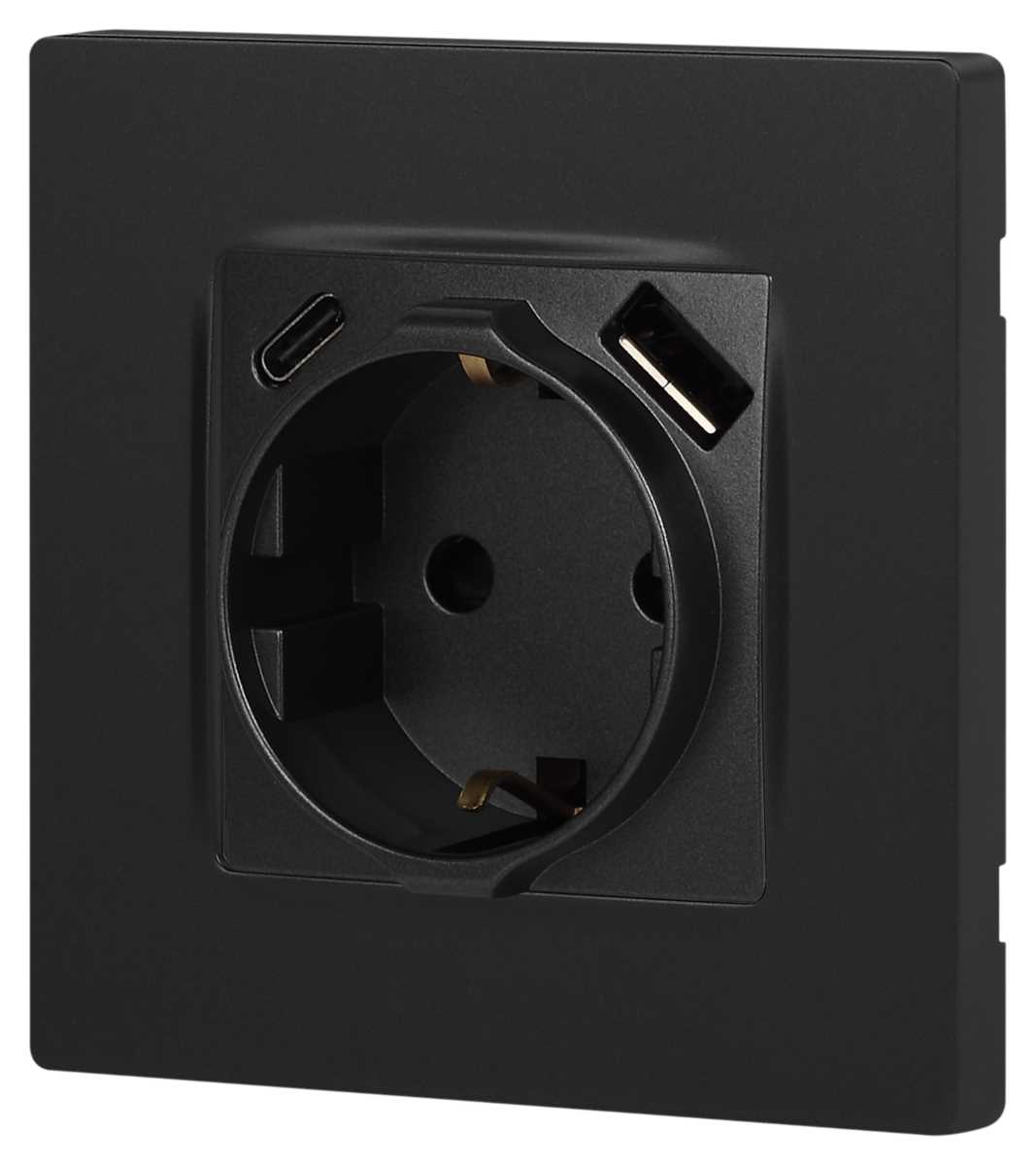 фото розетка эра серия 12 12-4108-12 2p+e 16a-250в со шторками с usb type-a+c 5в-3а графит б0067700 | 220svet.ru