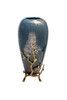 Миниатюра фото ваза синяя с золотыми веточками garda decor 55rv5476l | 220svet.ru