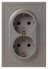 Миниатюра фото розетка эра galaxy 15-2105-07 с заземлением двойная 2x2p+e schuko со шторками ip20 16а-250в титан б0070709 | 220svet.ru