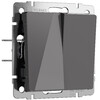 Миниатюра фото выключатель двухклавишный графит акрил werkel w1120044 | 220svet.ru